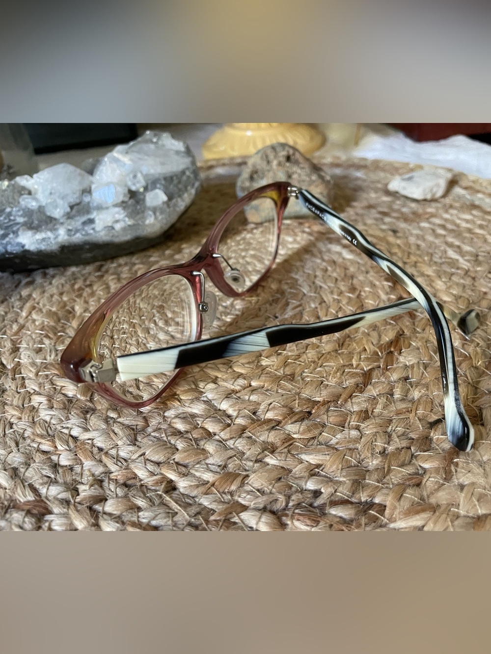 Women's Pink & Black/White Bone texture glasses